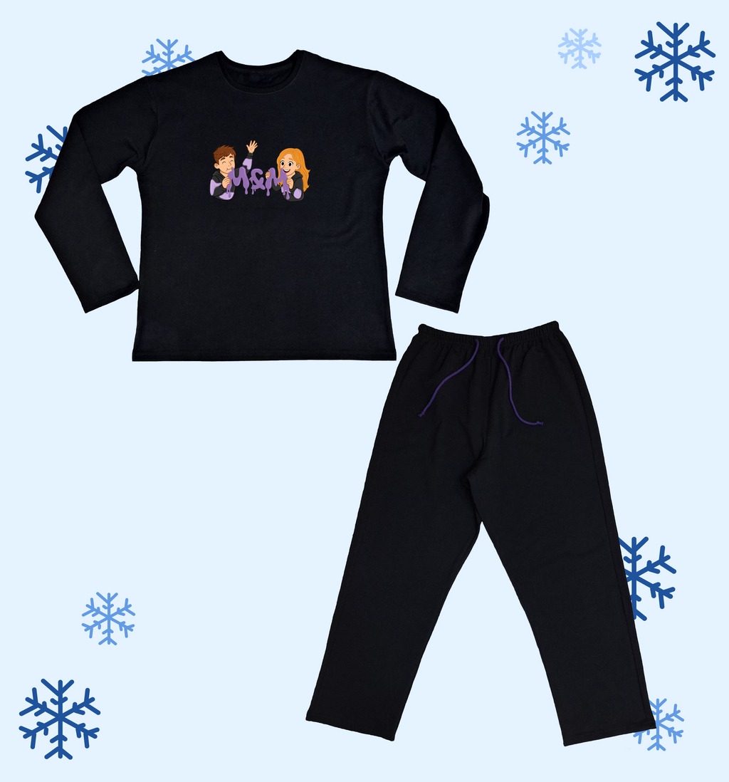 Czarny komplet bawełniany M&M